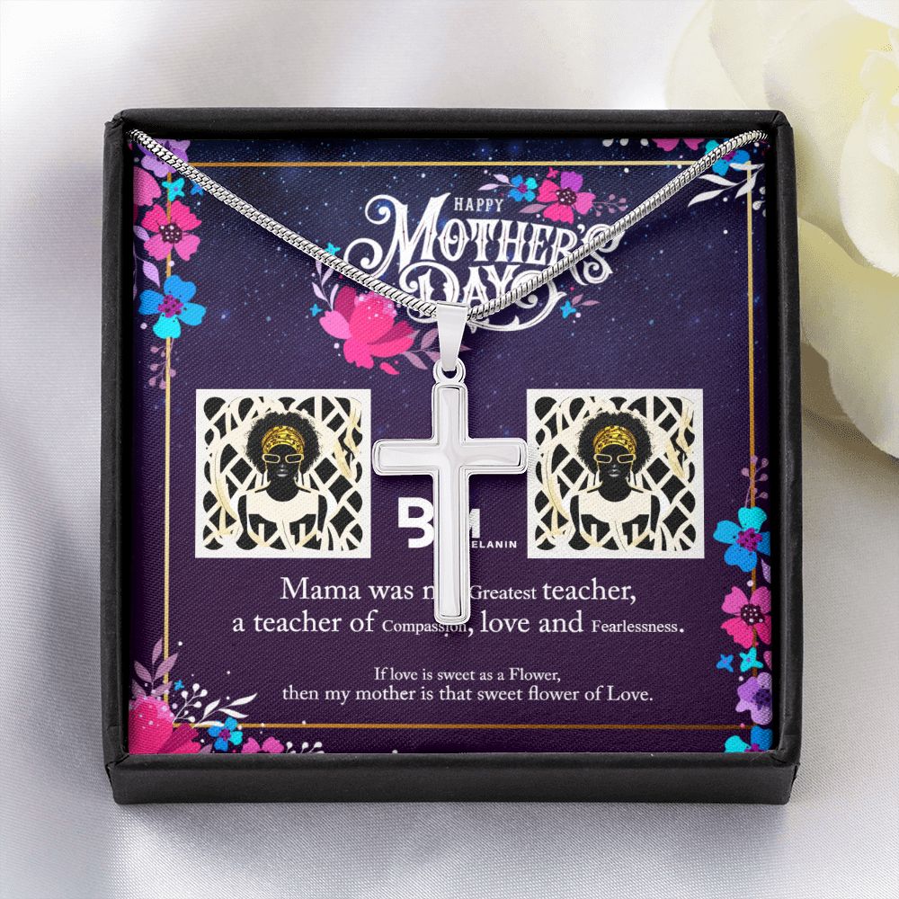 Black Mothers Day Stainless Steel Cross - To My Beautiful Black Mom,
