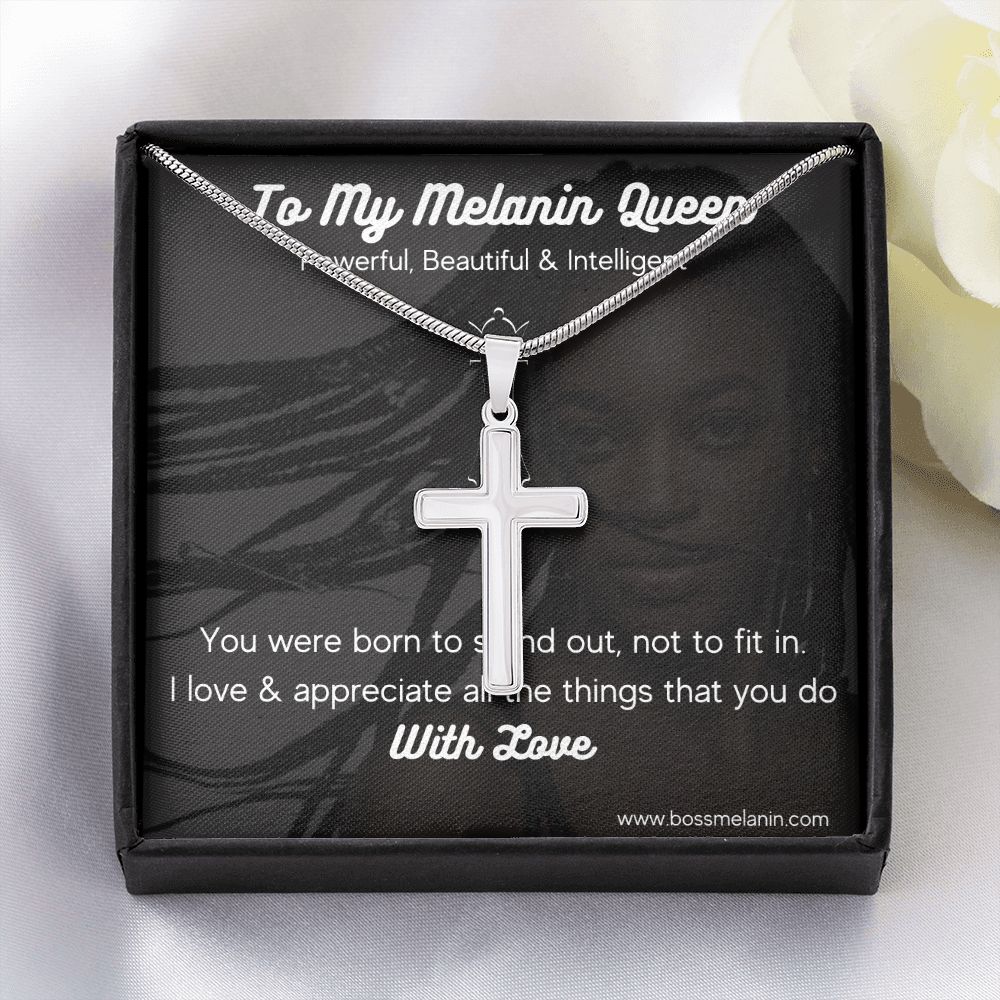 Stainless Steel high quality Gift chain & Cross for Beautiful, strong Melanin Queen