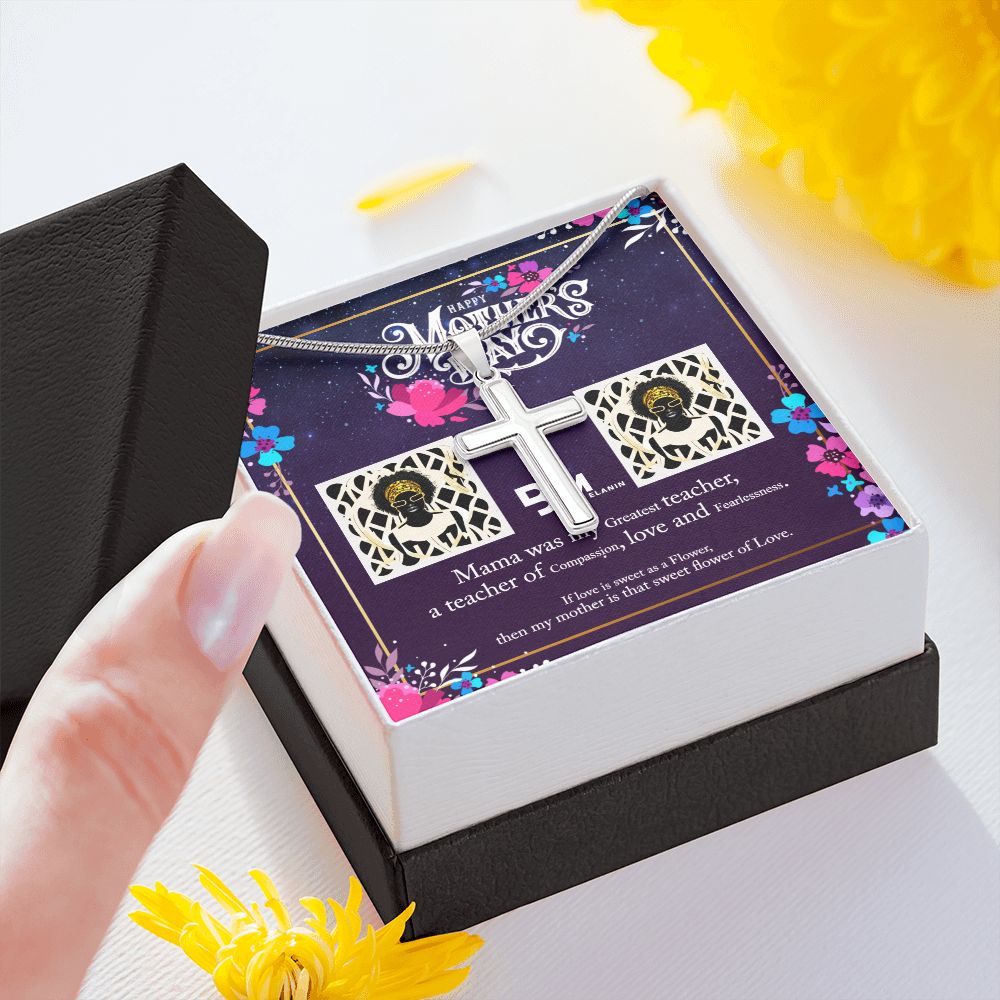 Black Mothers Day Stainless Steel Cross - To My Beautiful Black Mom,