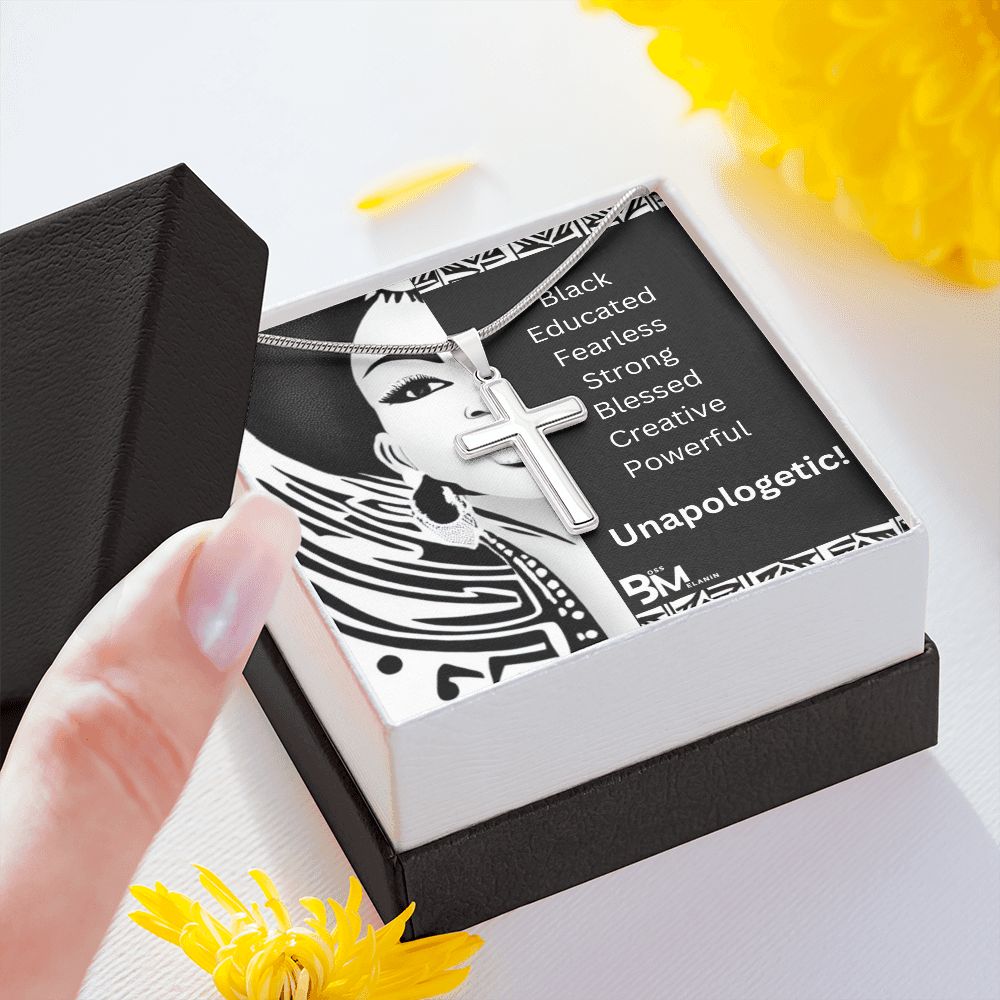 Stainless Steel high quality Gift cross & chain for Beautiful, Educated, Fearless strong Black Woman