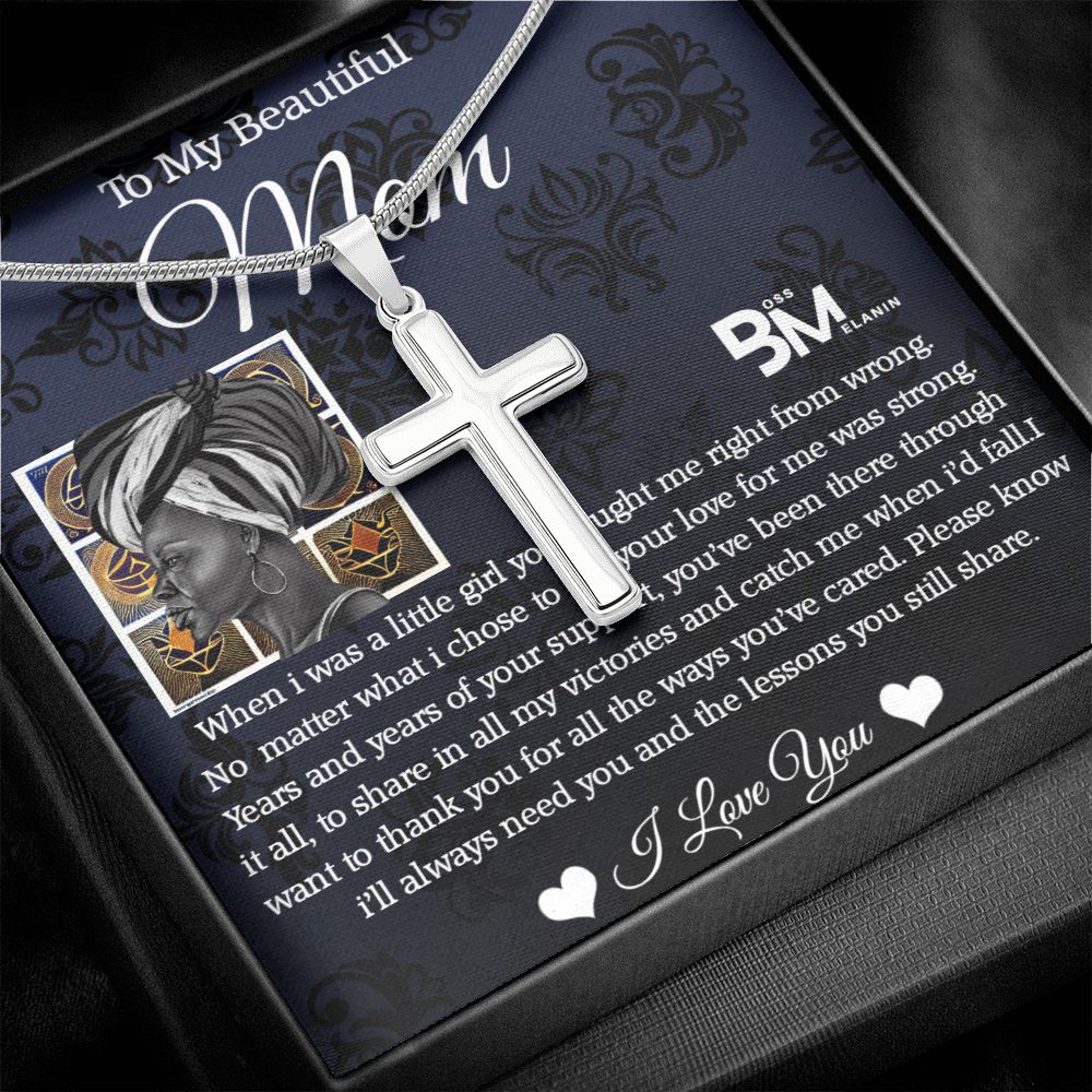 Stainless Steel Cross - To My Beautiful Black Mom,