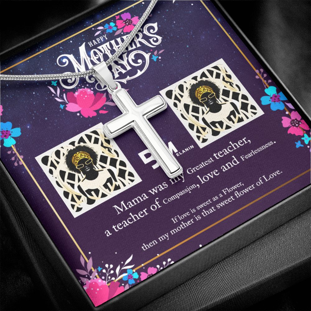 Black Mothers Day Stainless Steel Cross - To My Beautiful Black Mom,