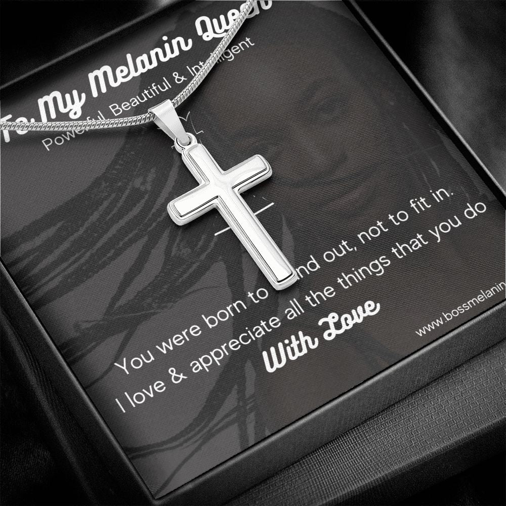 Stainless Steel high quality Gift chain & Cross for Beautiful, strong Melanin Queen