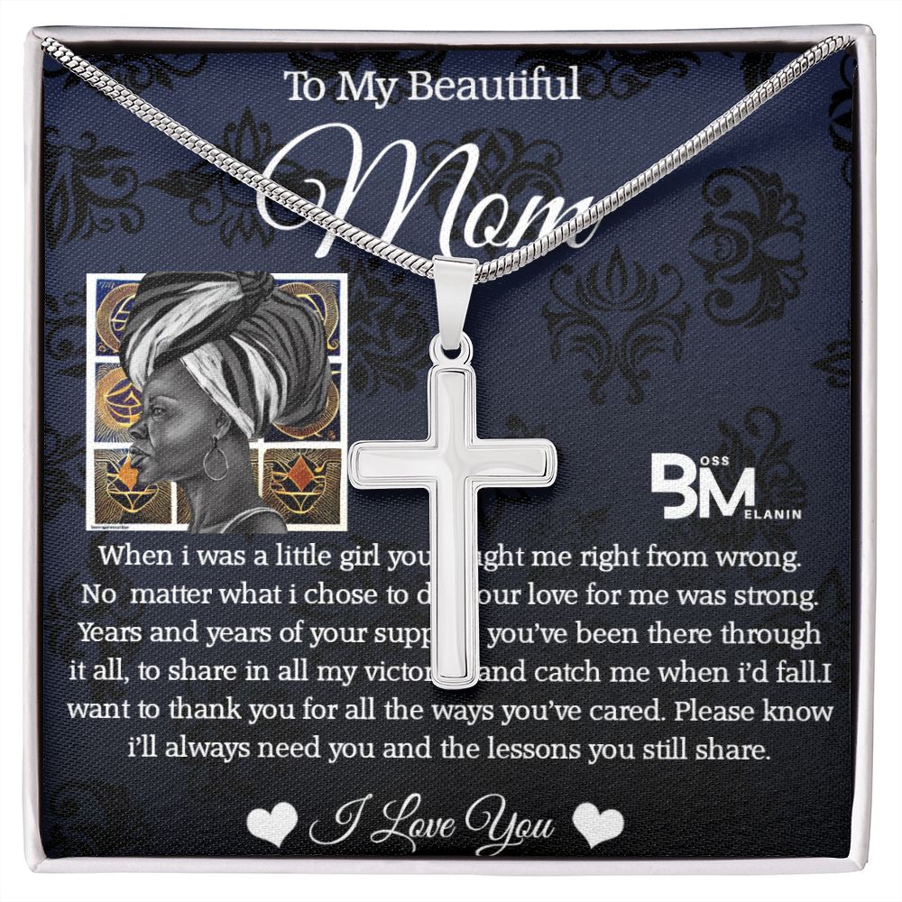 Stainless Steel Cross - To My Beautiful Black Mom,