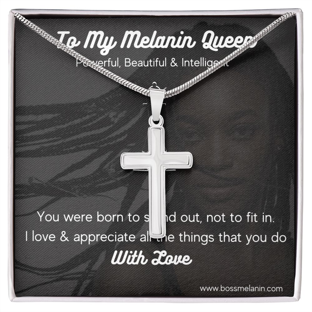 Stainless Steel high quality Gift chain & Cross for Beautiful, strong Melanin Queen