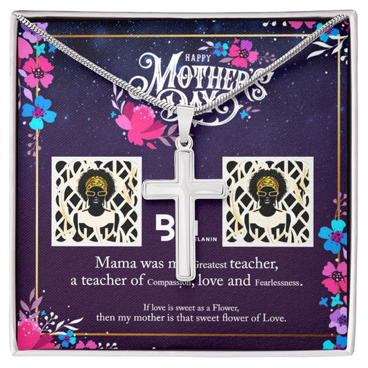 Black Mothers Day Stainless Steel Cross - To My Beautiful Black Mom,