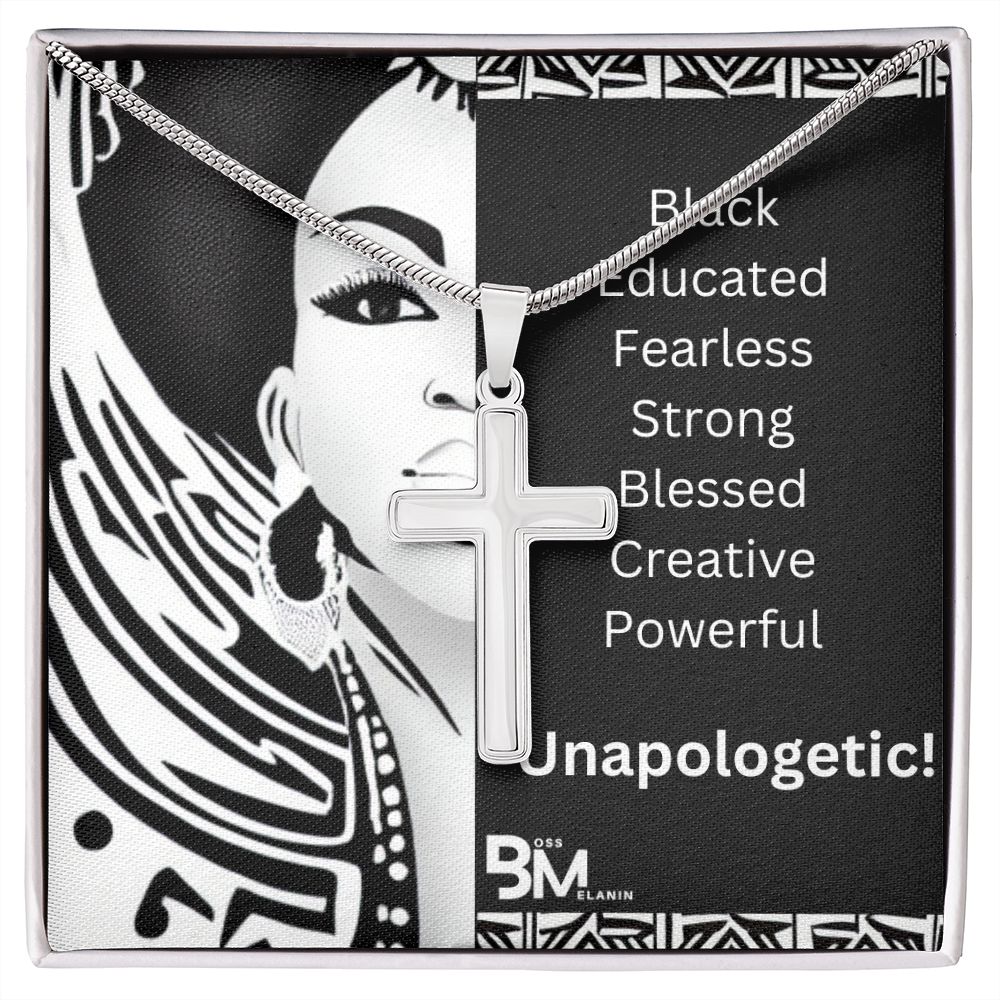 Stainless Steel high quality Gift cross & chain for Beautiful, Educated, Fearless strong Black Woman