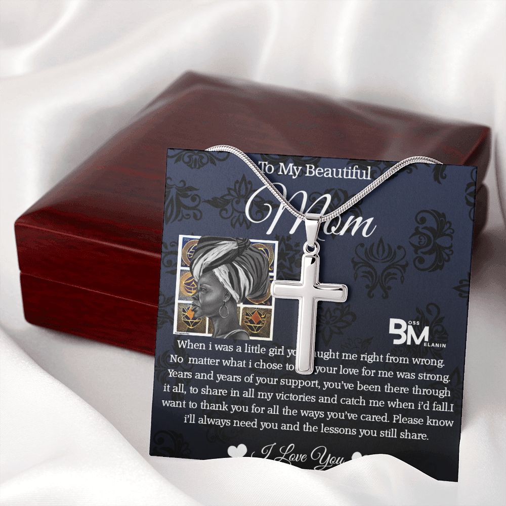 Stainless Steel Cross - To My Beautiful Black Mom,