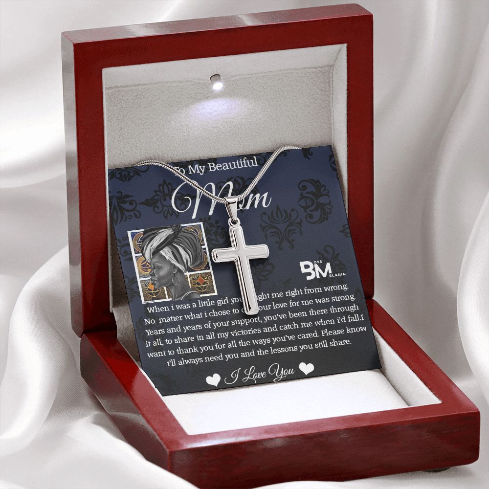 Stainless Steel Cross - To My Beautiful Black Mom,