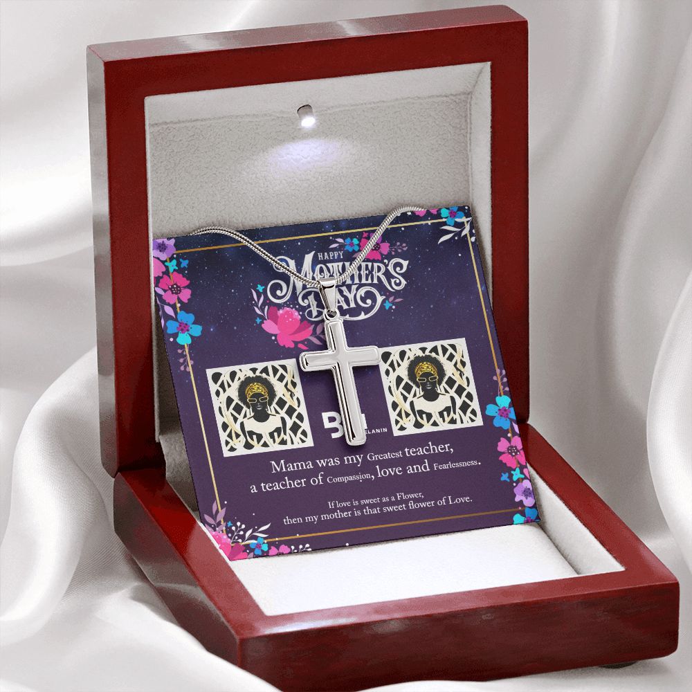 Black Mothers Day Stainless Steel Cross - To My Beautiful Black Mom,