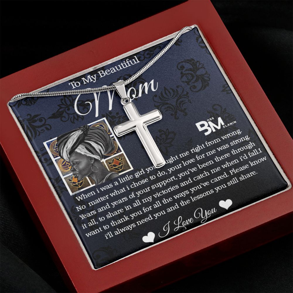 Stainless Steel Cross - To My Beautiful Black Mom,