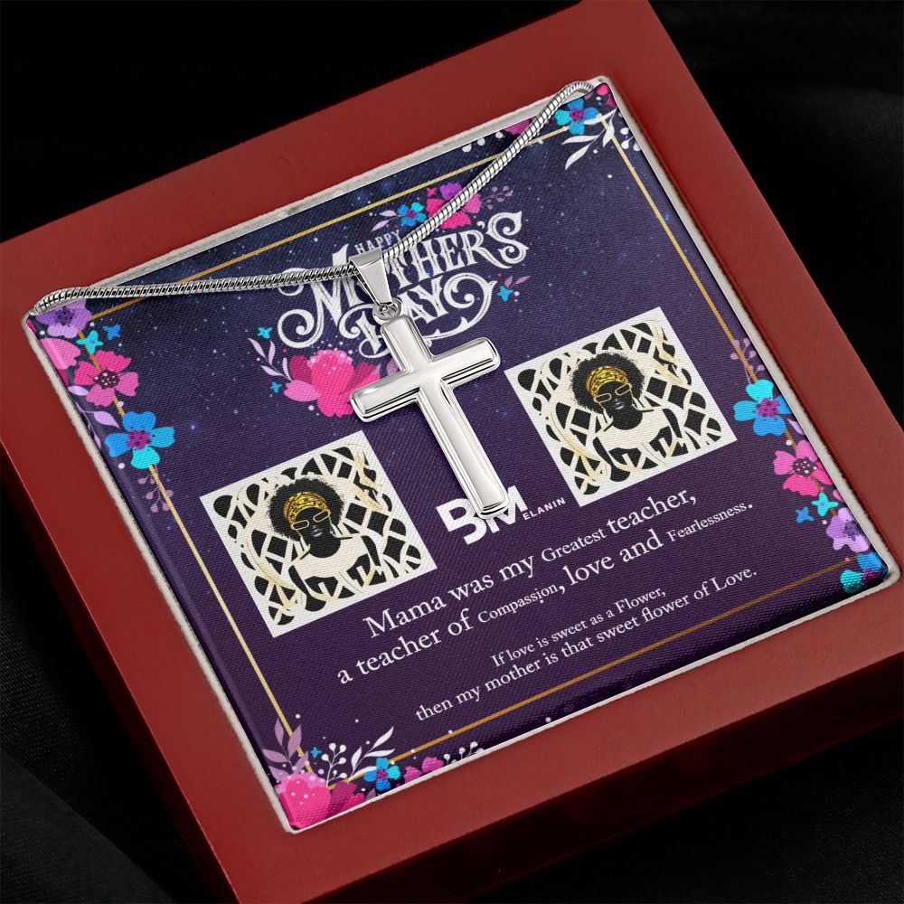 Black Mothers Day Stainless Steel Cross - To My Beautiful Black Mom,