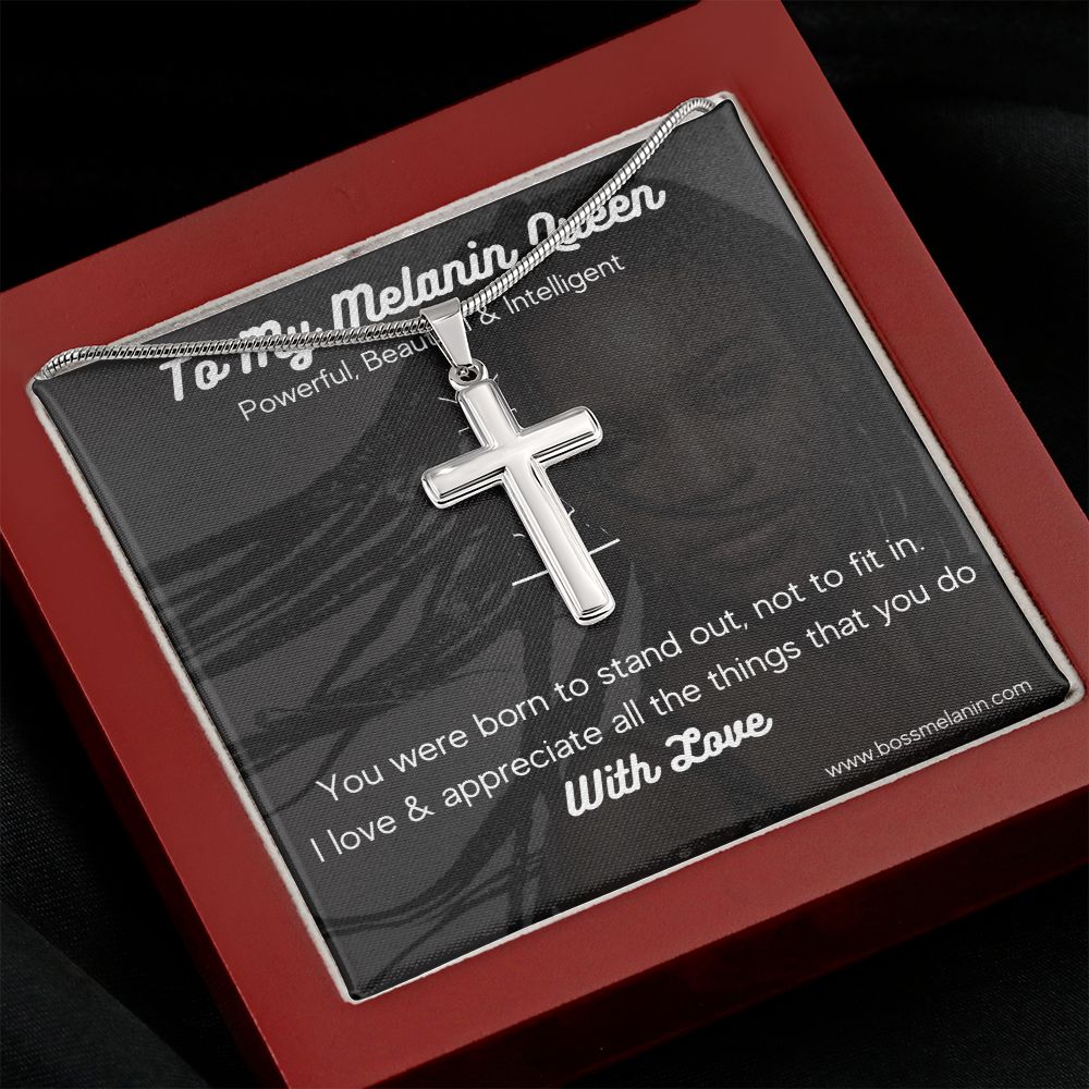 Stainless Steel high quality Gift chain & Cross for Beautiful, strong Melanin Queen