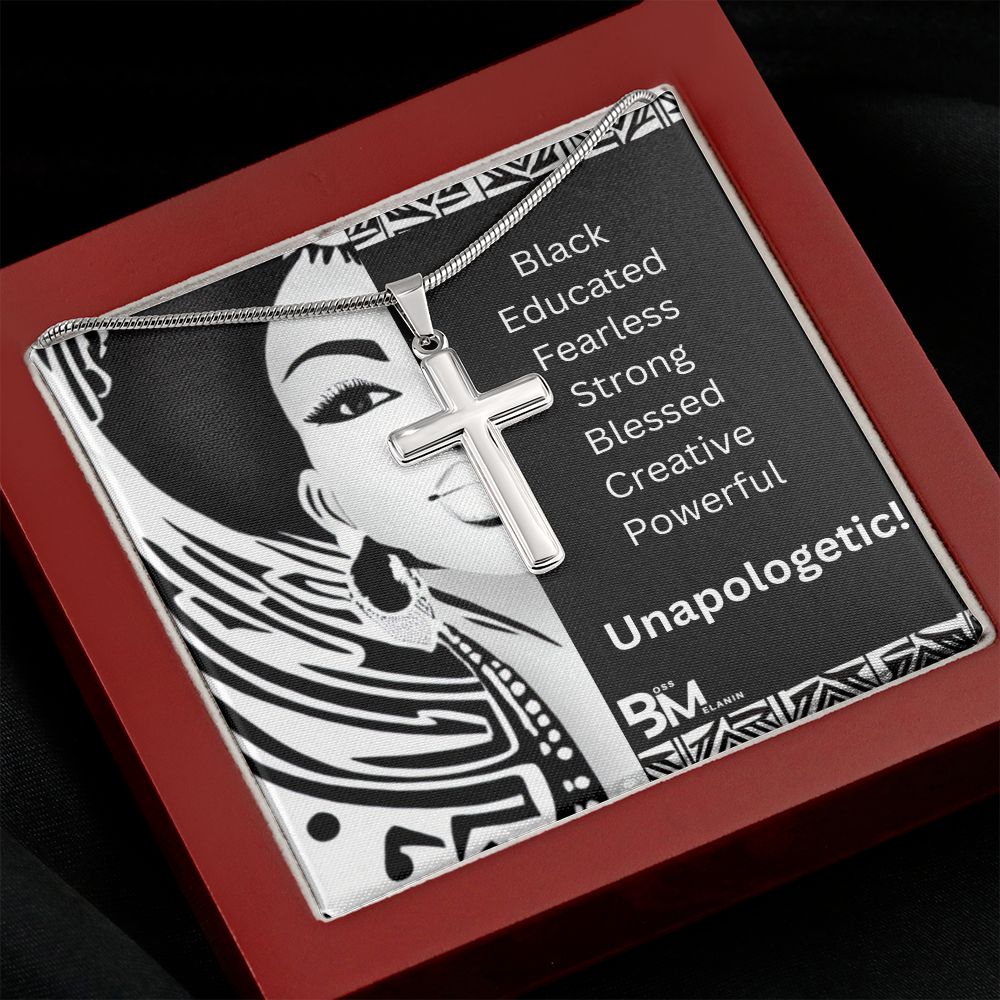 Stainless Steel high quality Gift cross & chain for Beautiful, Educated, Fearless strong Black Woman