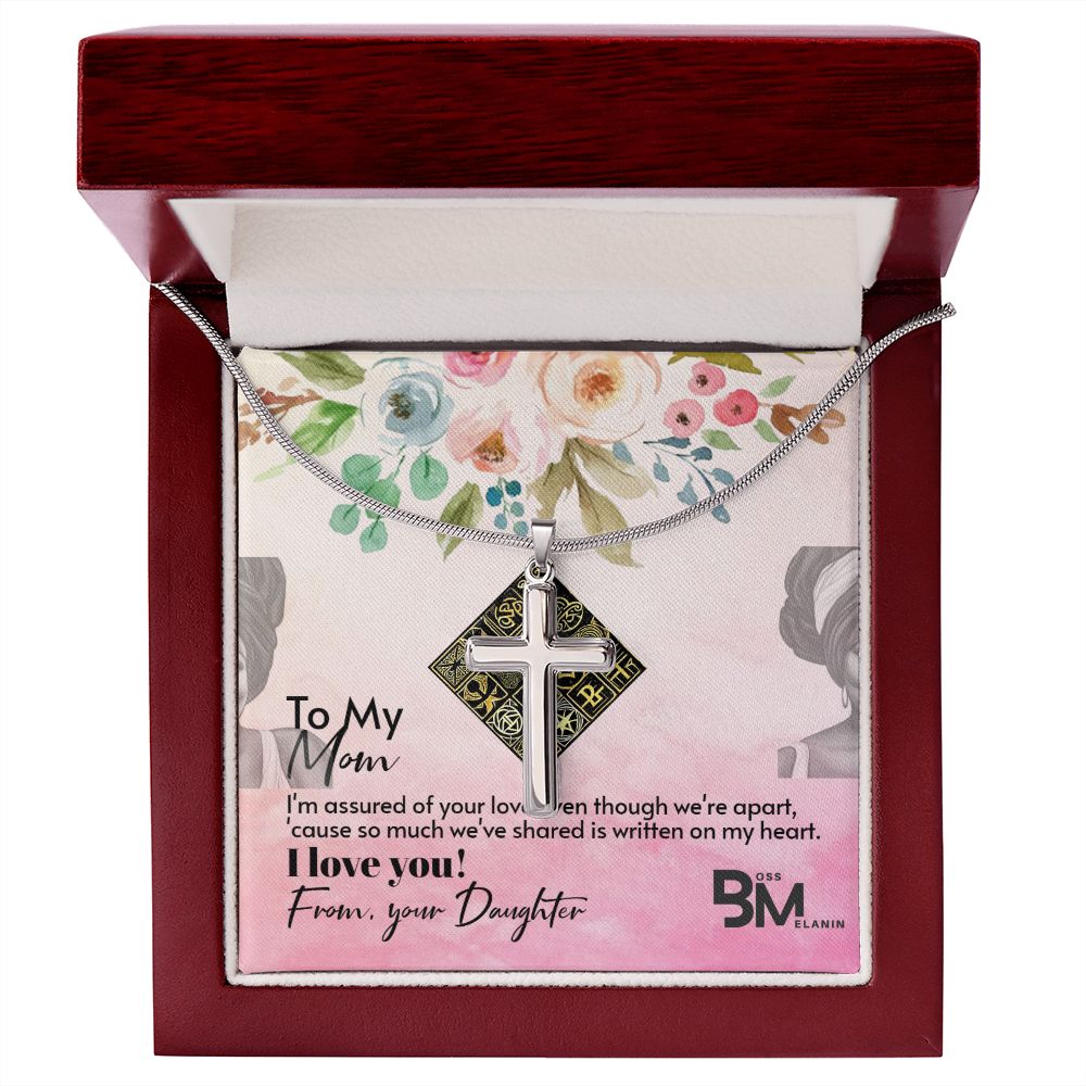 To My Beautiful Melanin  Mom, Melanin Black Mother special stainless Steel Cross