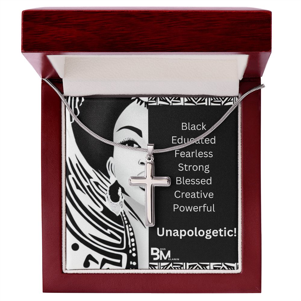 Stainless Steel high quality Gift cross & chain for Beautiful, Educated, Fearless strong Black Woman