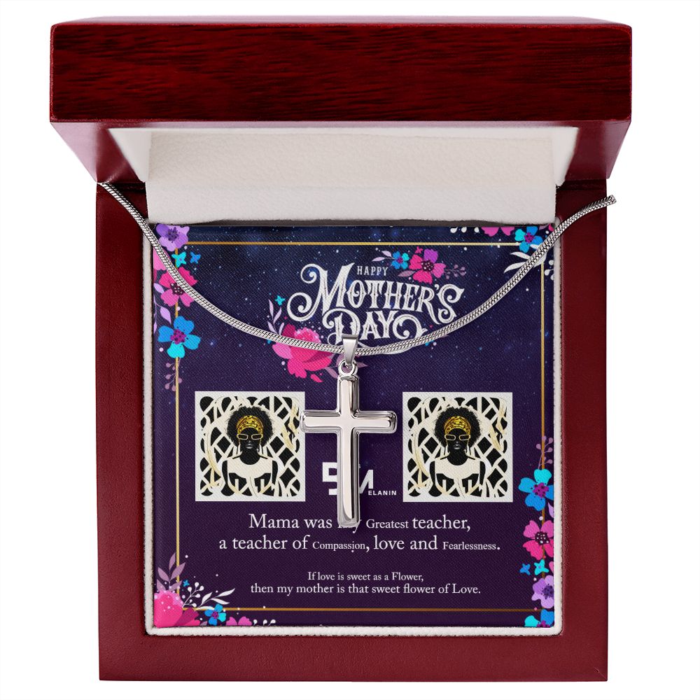 Black Mothers Day Stainless Steel Cross - To My Beautiful Black Mom,
