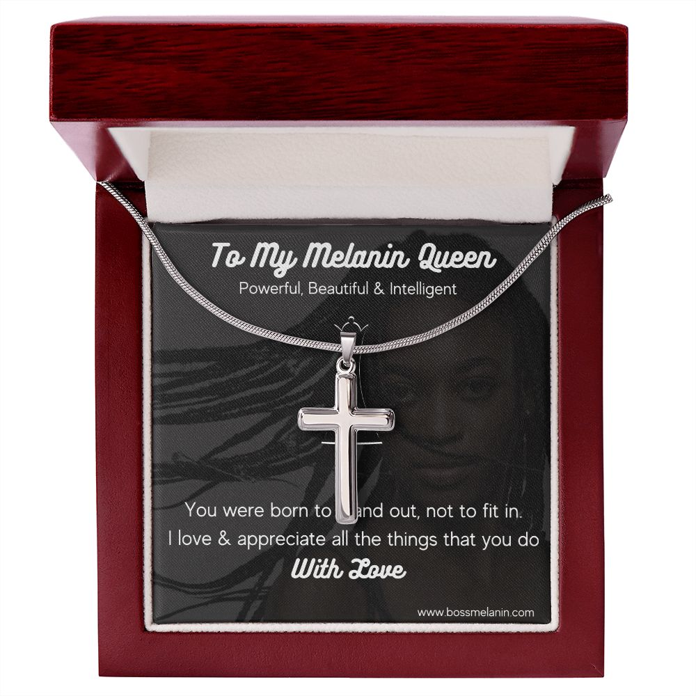 Stainless Steel high quality Gift chain & Cross for Beautiful, strong Melanin Queen