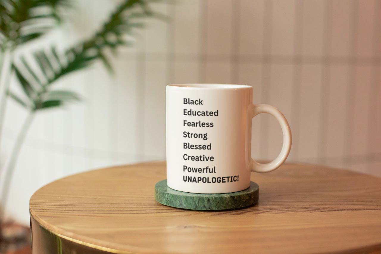 Black, educated, powerful female mug - unique design