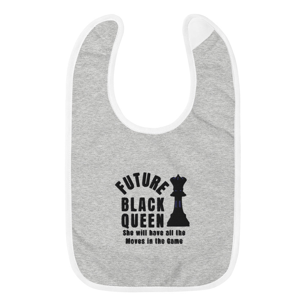 Black Queen Embroidered Baby Bib