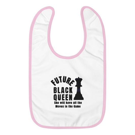 Black Queen Embroidered Baby Bib