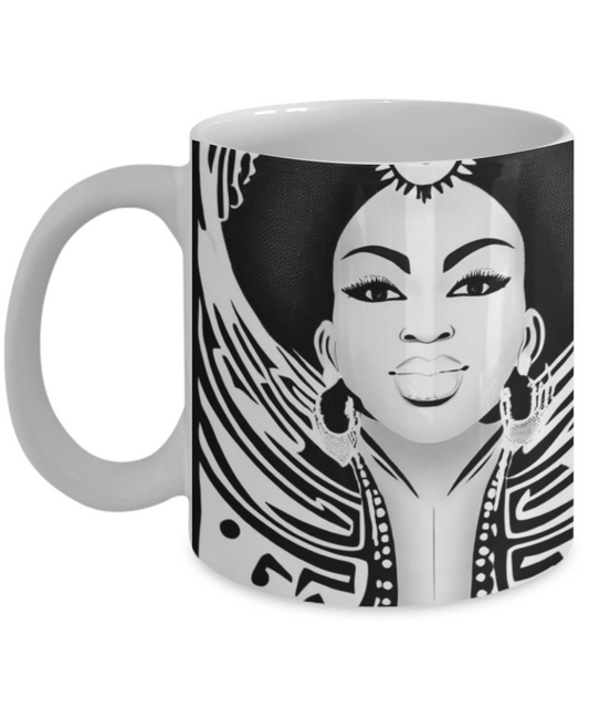 Black, educated, powerful female mug - unique design