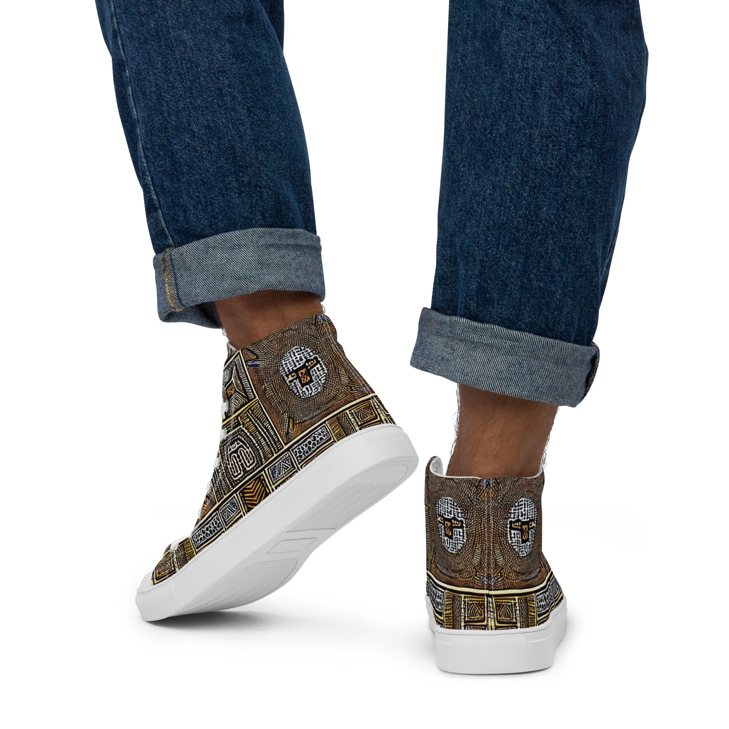 Unique African Patterned Men’s high top canvas shoes