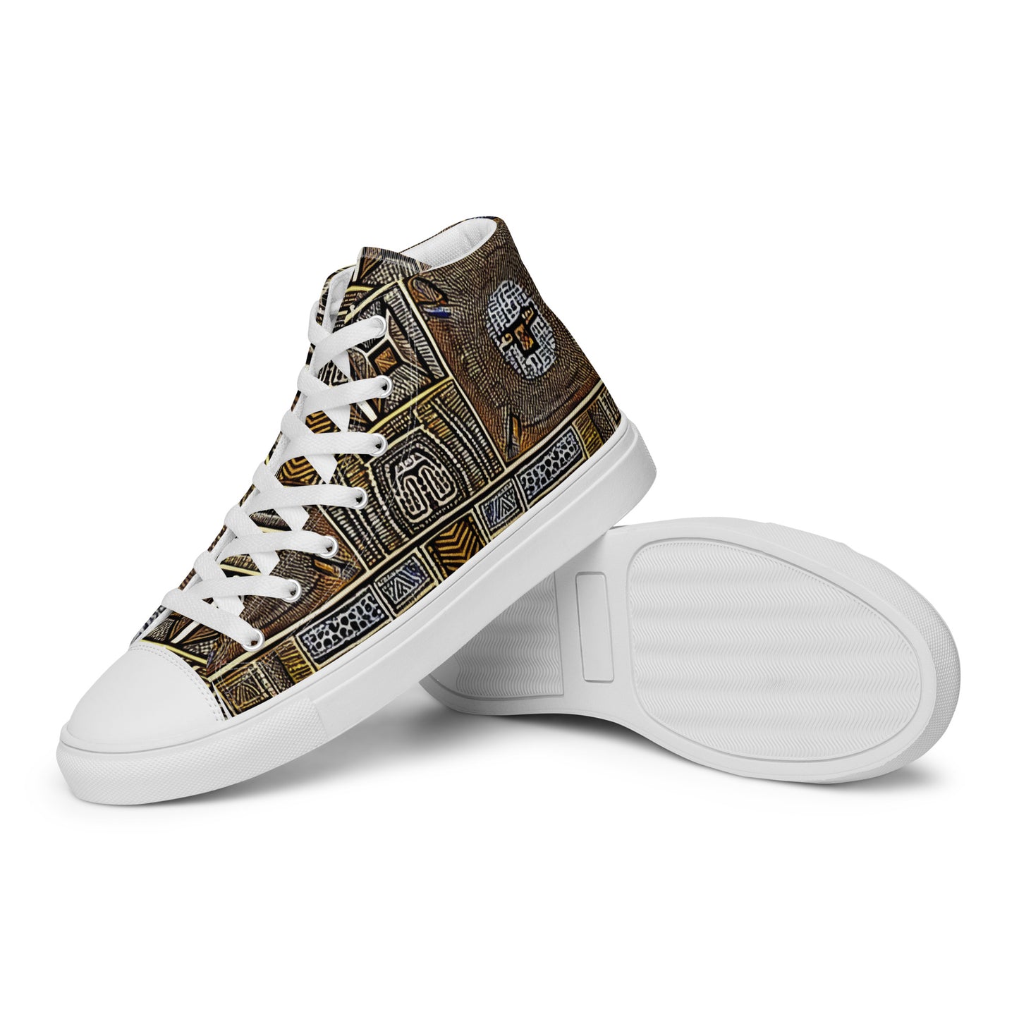 Unique African Patterned Men’s high top canvas shoes