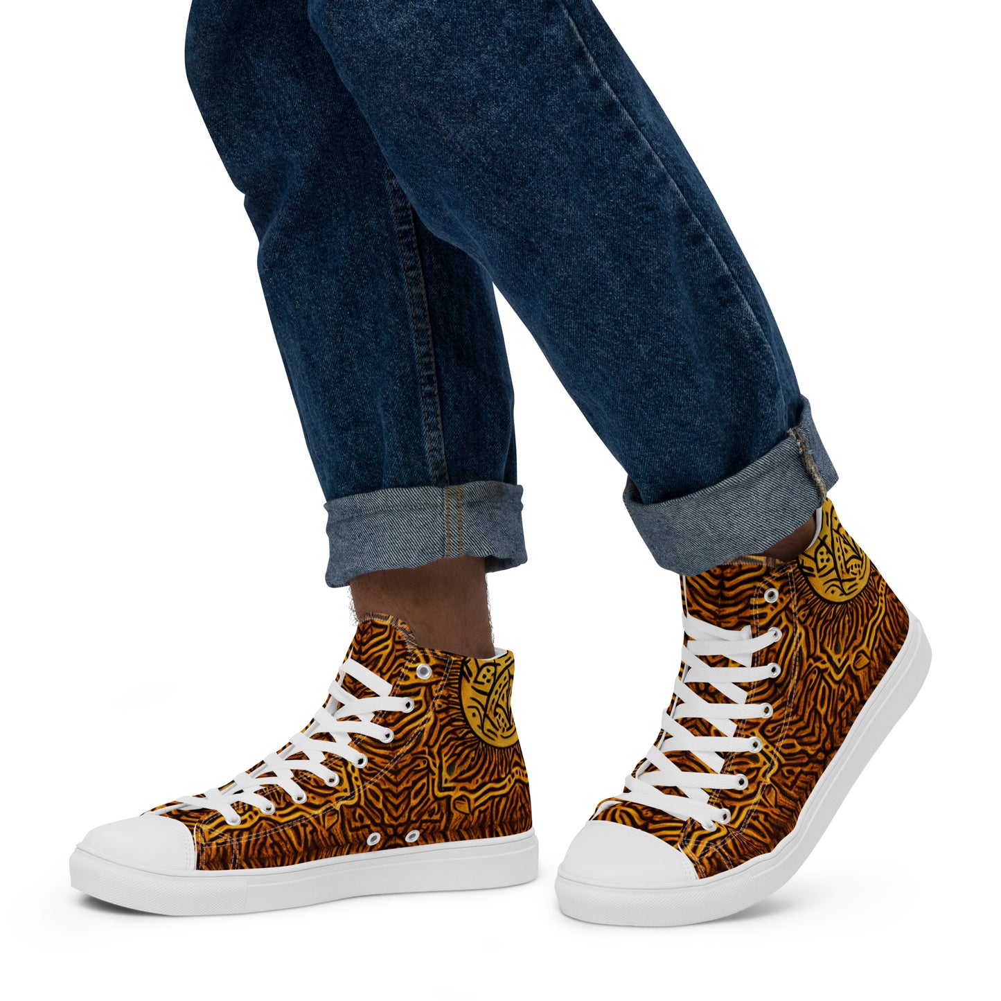 Unique African Print Styled Men’s high top canvas shoes