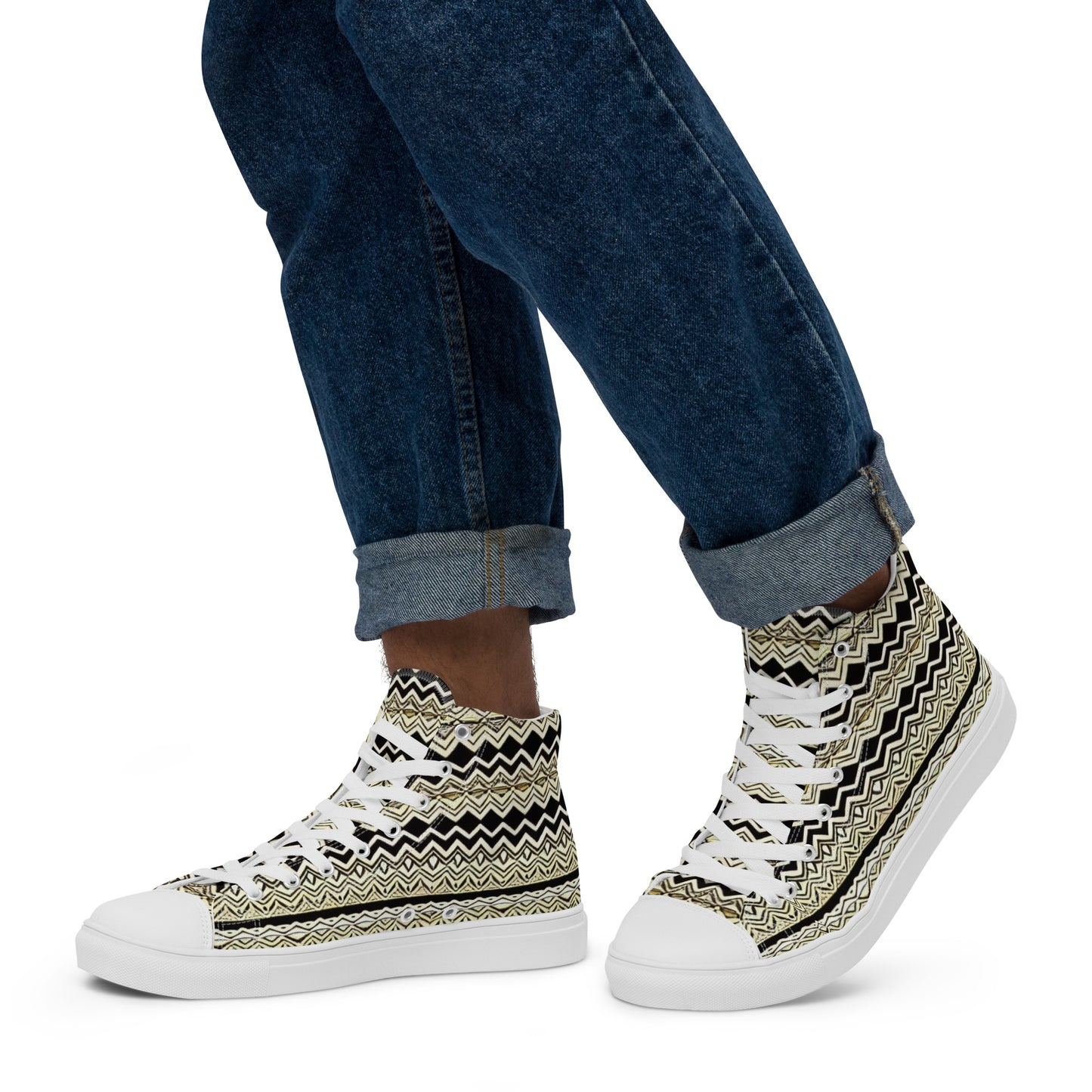 African Print Design Men’s high top canvas shoes