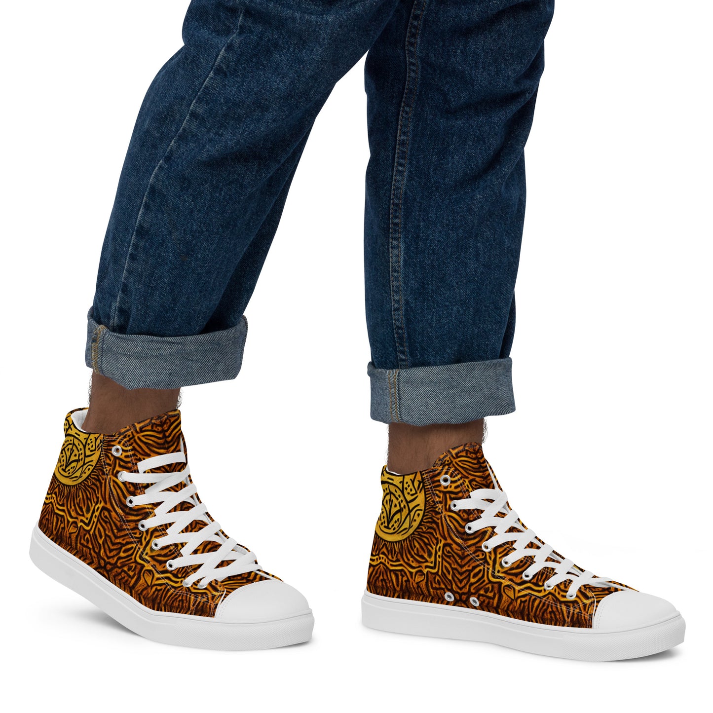 Unique African Print Styled Men’s high top canvas shoes