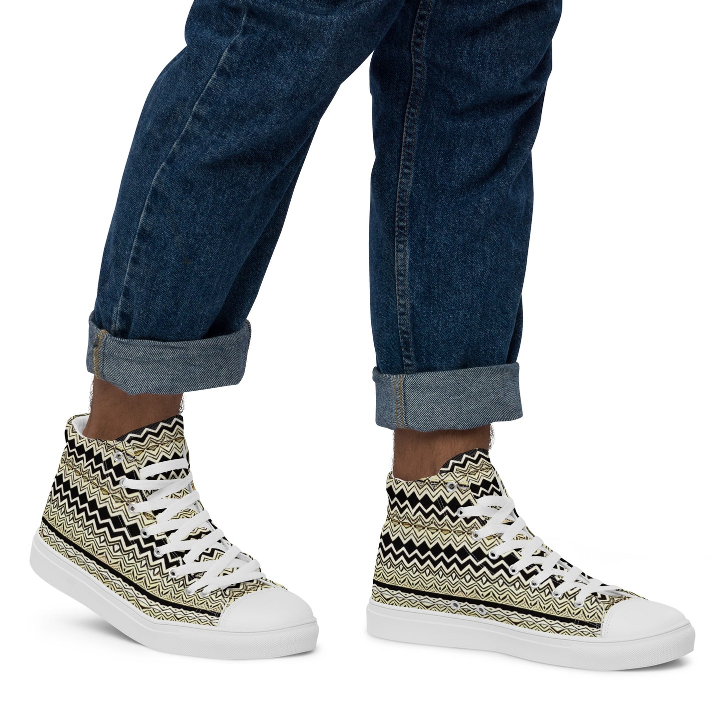 African Print Design Men’s high top canvas shoes