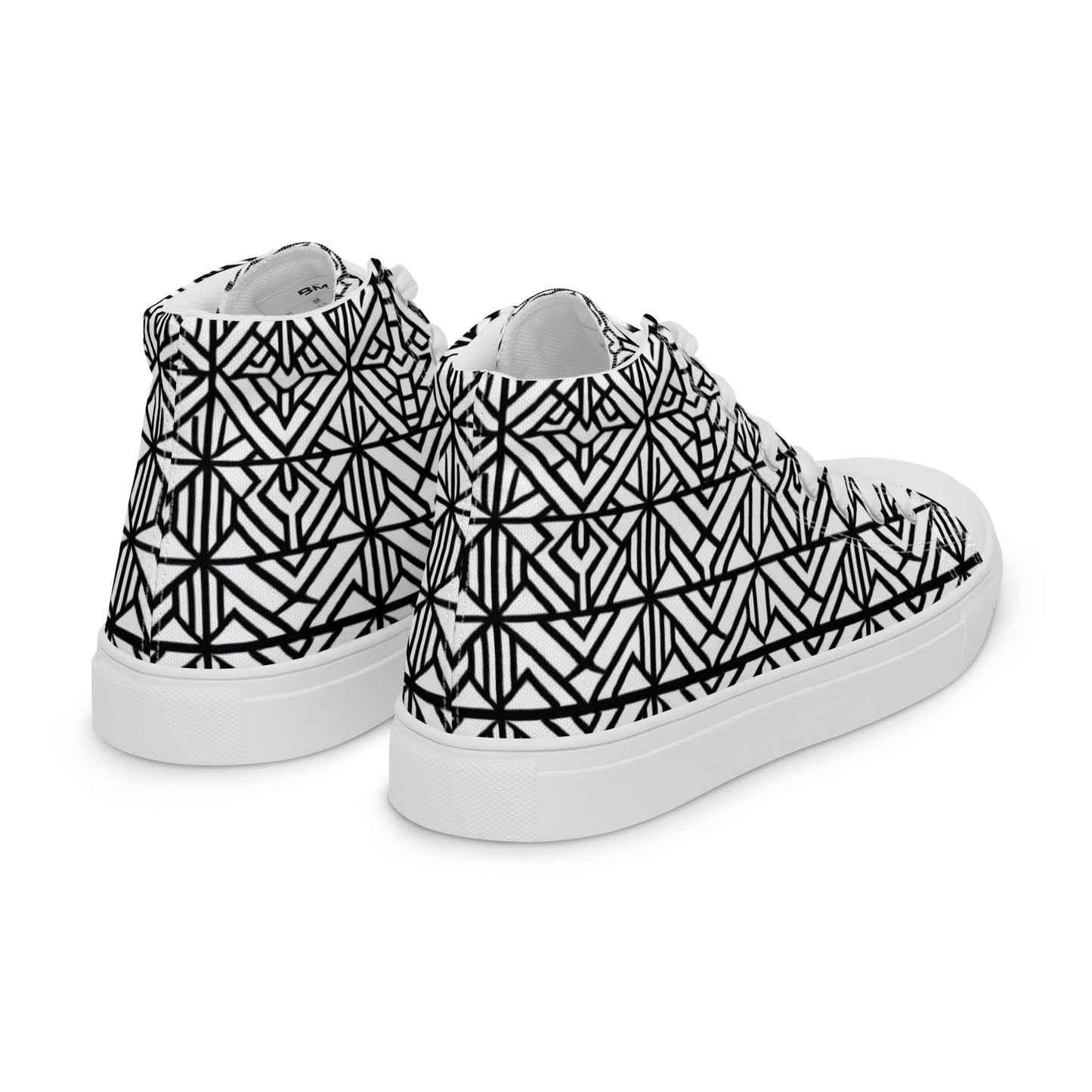 Black and White African Print Design - Men’s high top canvas shoes