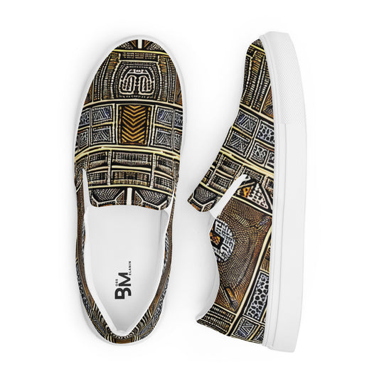 Unique African Print Designed Men’s slip-on canvas shoes