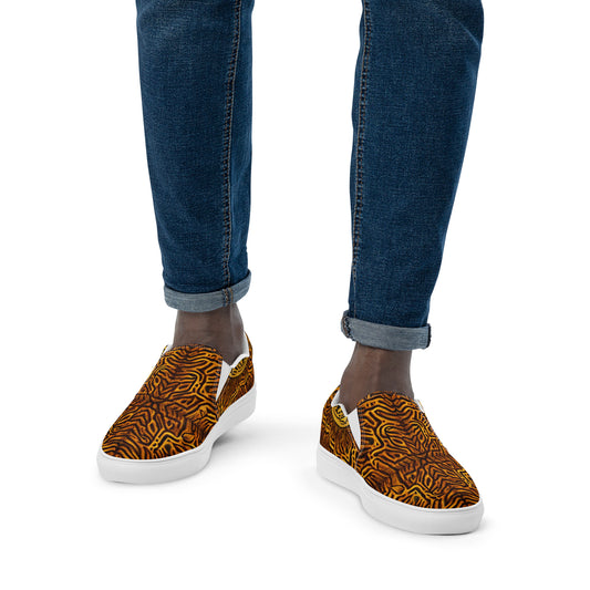 all-over African Print design - Men’s slip-on canvas shoes- from Boss Melanin