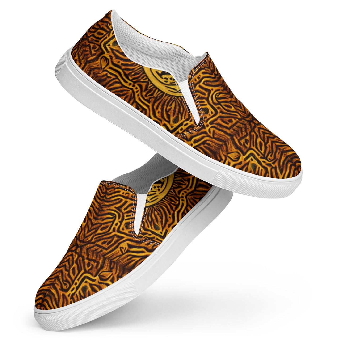 all-over African Print design - Men’s slip-on canvas shoes- from Boss Melanin