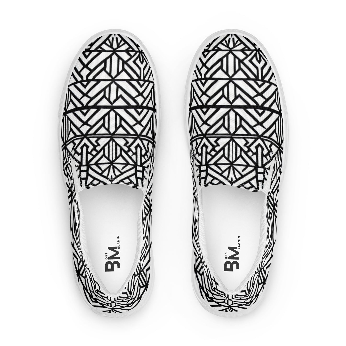 Black & white African Print Styled Men’s slip-on canvas shoes