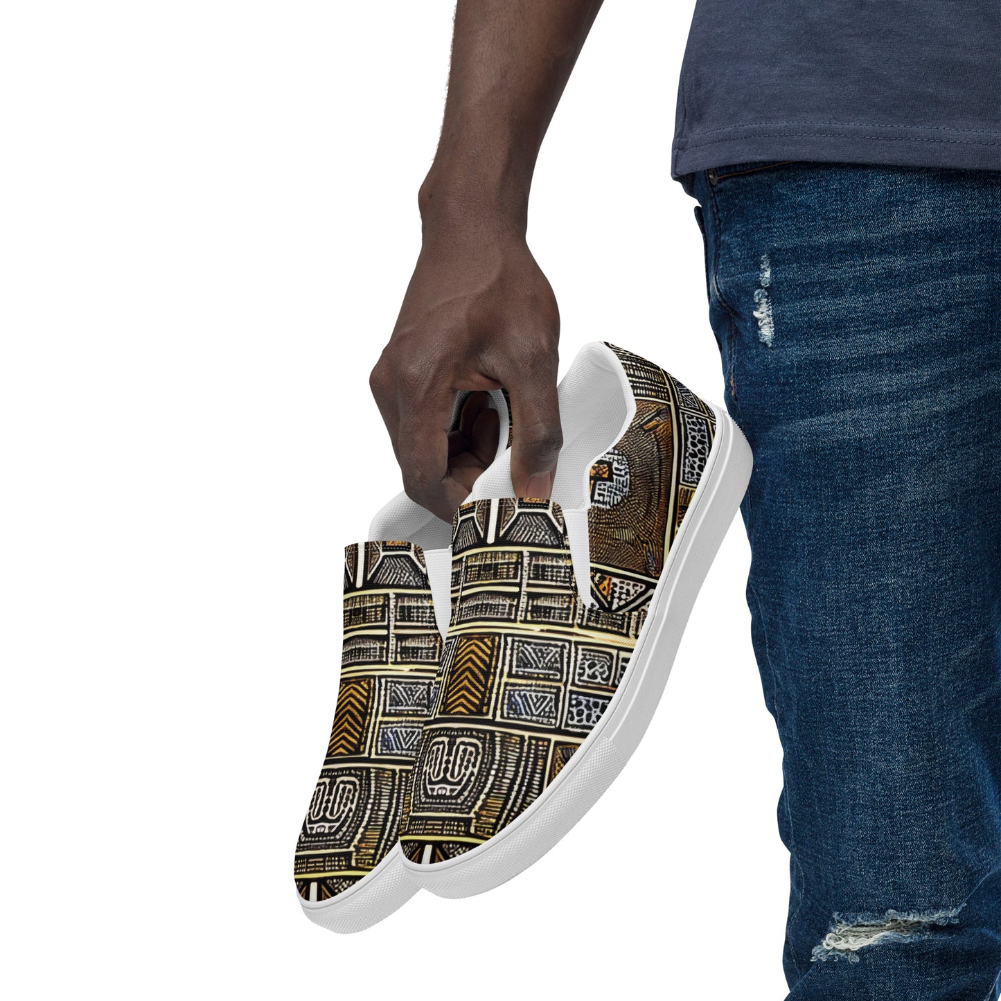 Unique African Print Designed Men’s slip-on canvas shoes