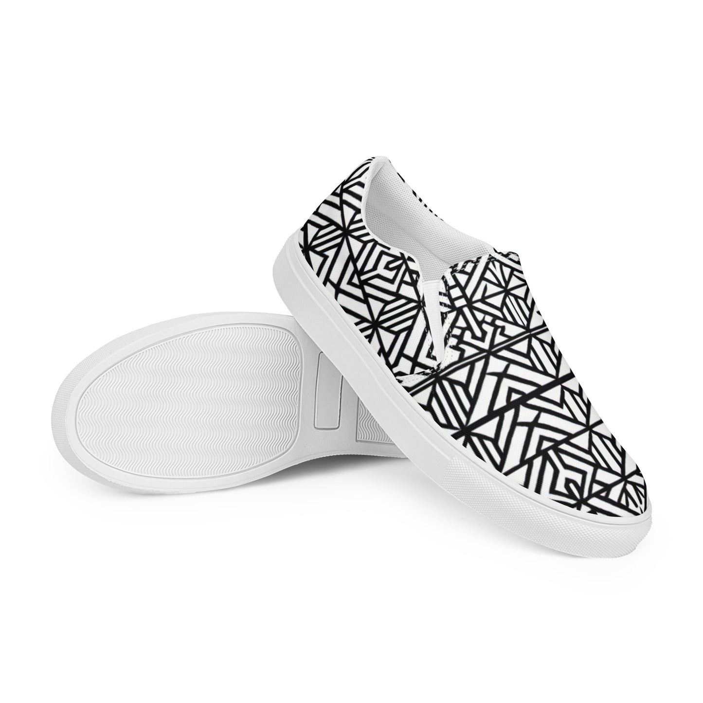 Black & white African Print Styled Men’s slip-on canvas shoes