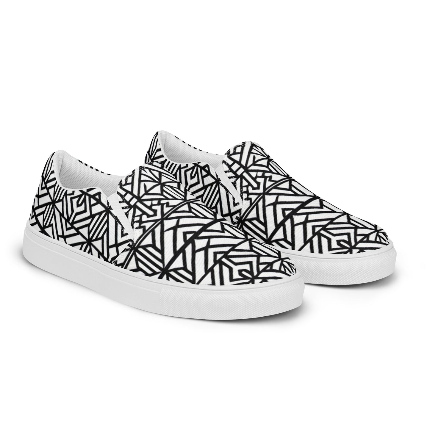 Black & white African Print Styled Men’s slip-on canvas shoes