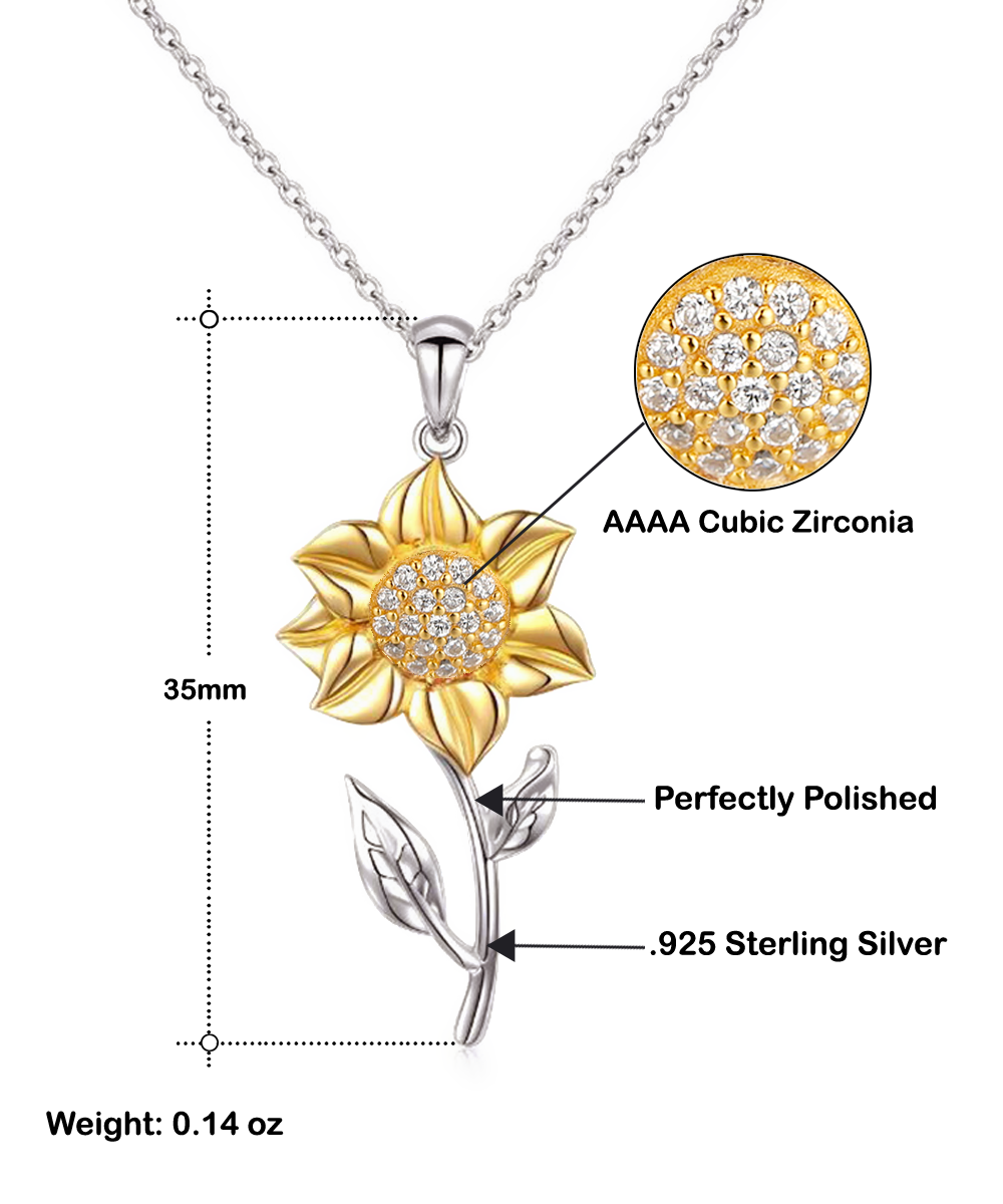 Fearless and Wise Black woman Sunflower Gold & Silver Pendant with Message Card