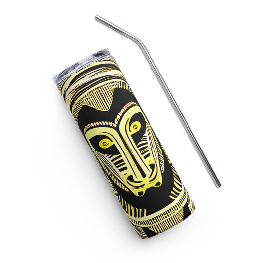 African Tribal Mask Design - Stainless steel tumbler