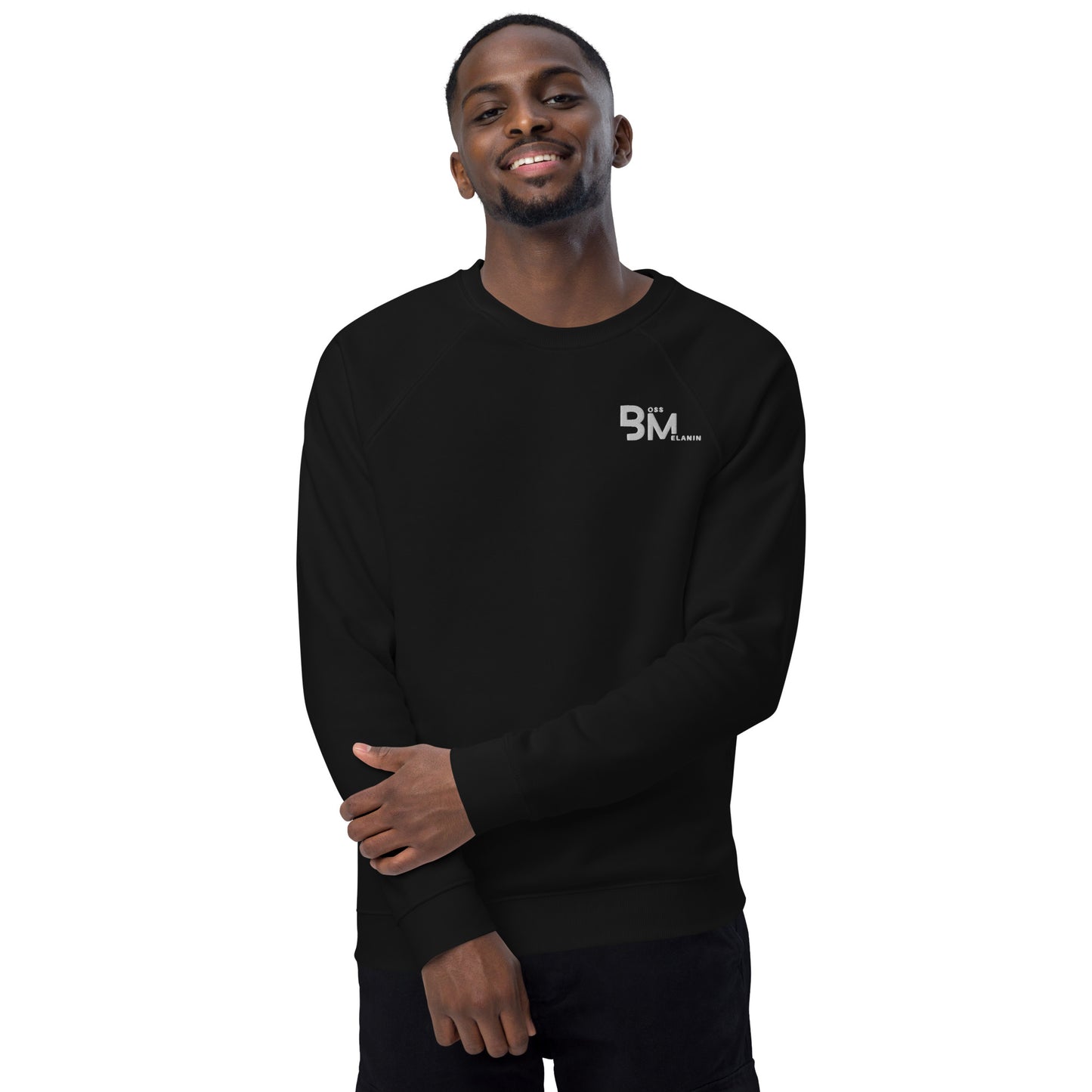 Boss Melanin Branded Unisex organic raglan sweatshirt