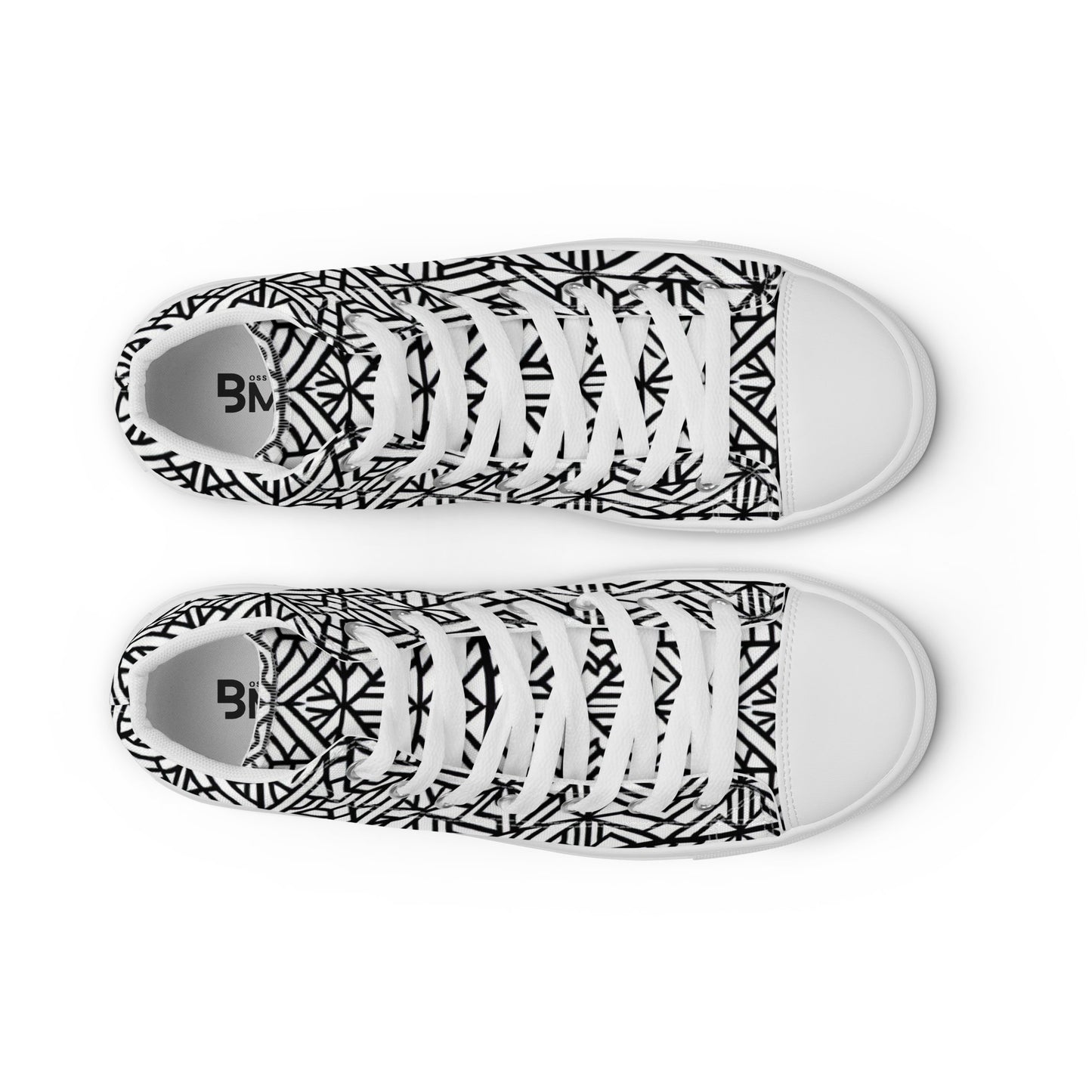 Black & White Afric All-over Print Design - Women’s high top canvas shoes