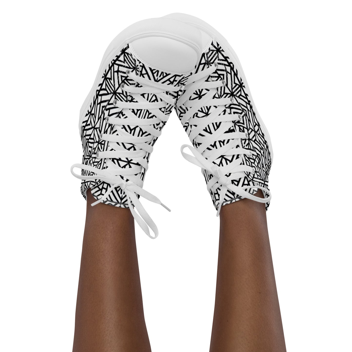 Black & White Afric All-over Print Design - Women’s high top canvas shoes