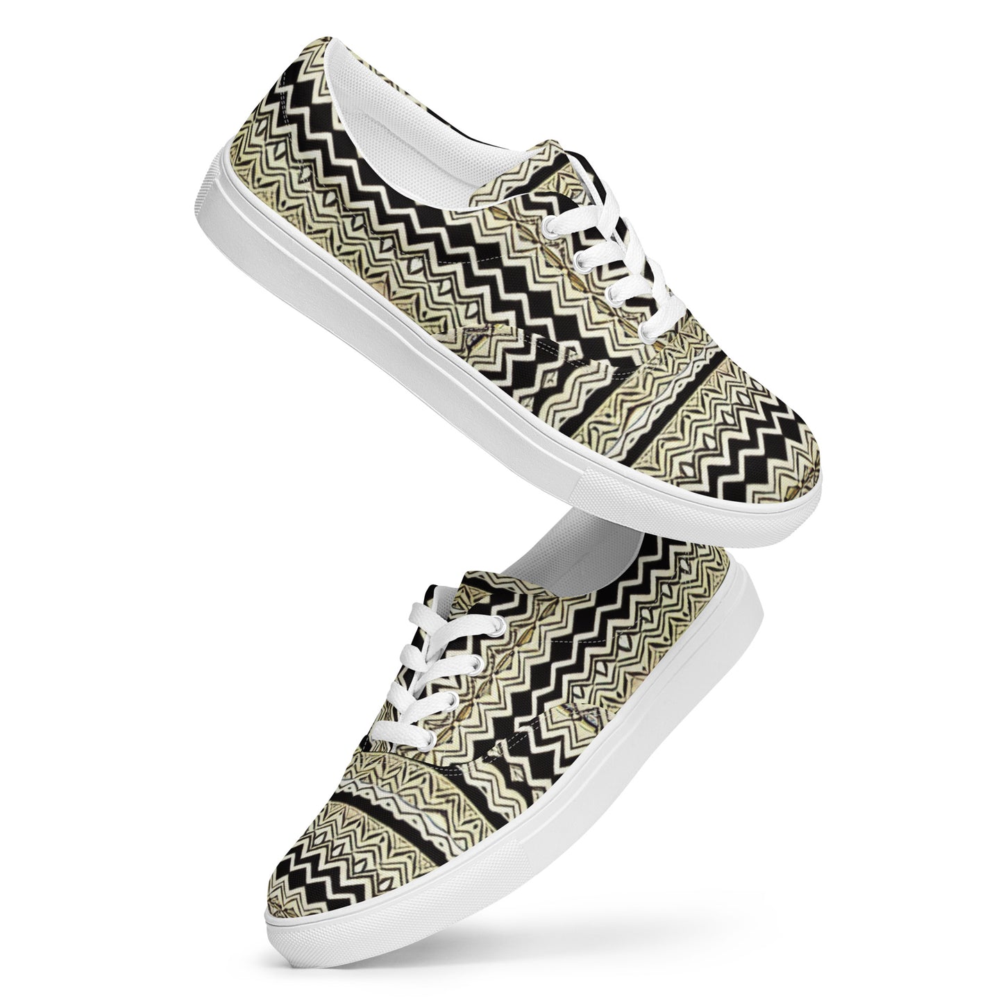 All-over African Print Design - Women’s lace-up canvas shoes