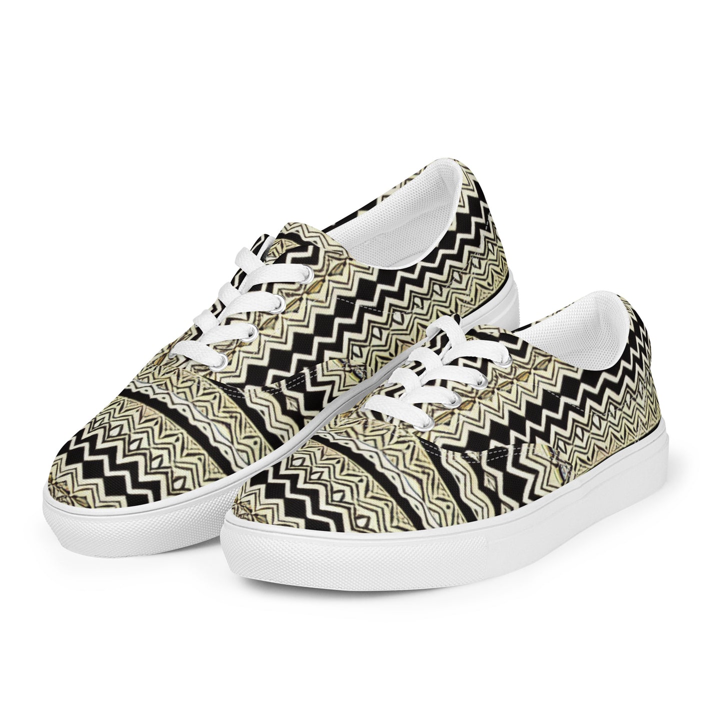 All-over African Print Design - Women’s lace-up canvas shoes