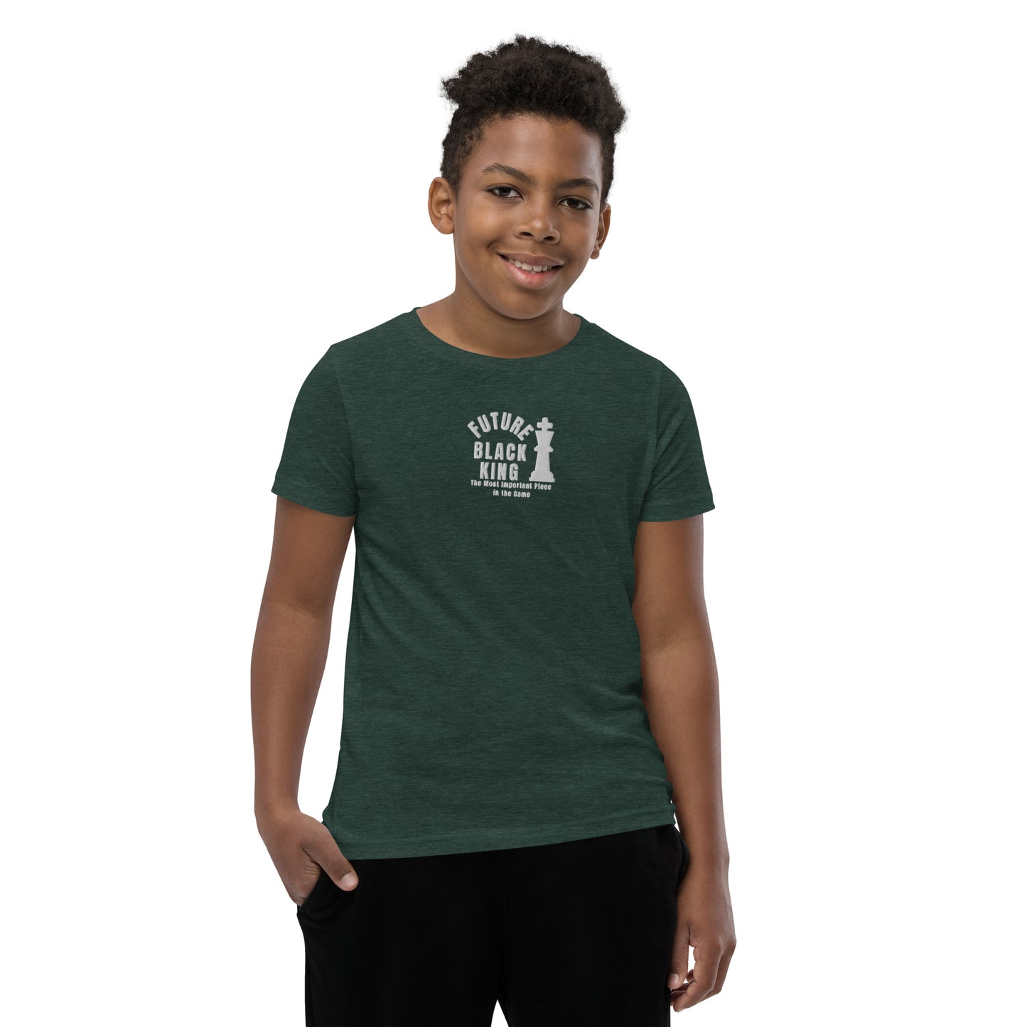 Future Black King Embroidered Youth Short Sleeve T-Shirt