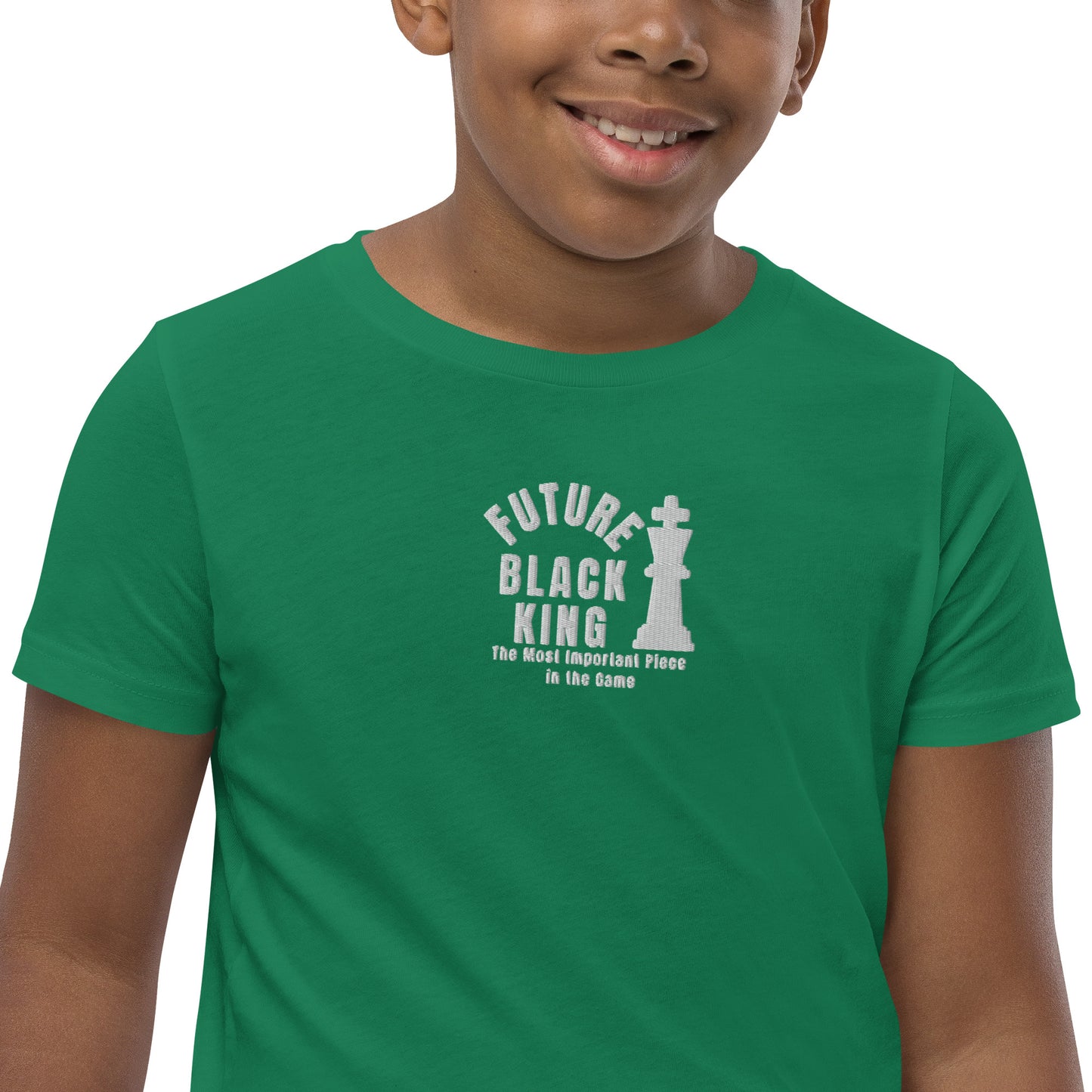 Future Black King Embroidered Youth Short Sleeve T-Shirt