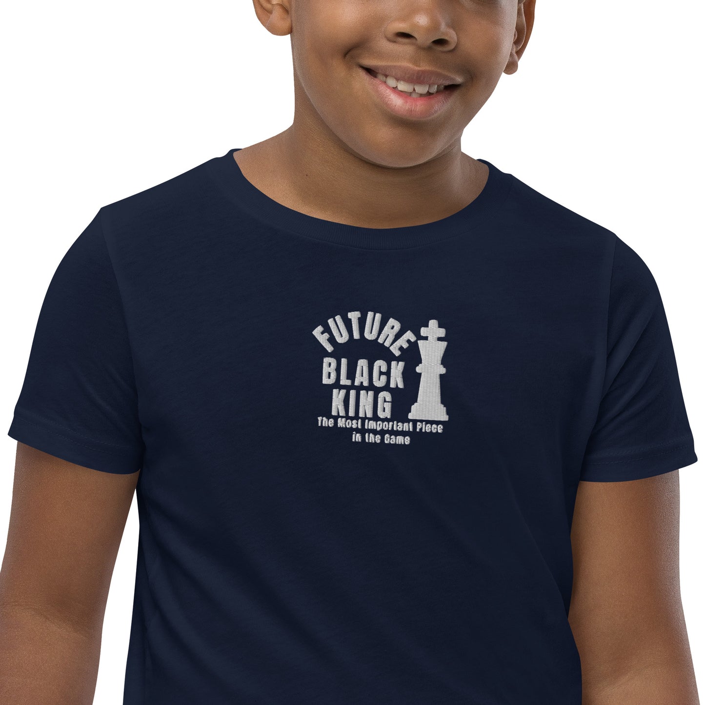 Future Black King Embroidered Youth Short Sleeve T-Shirt